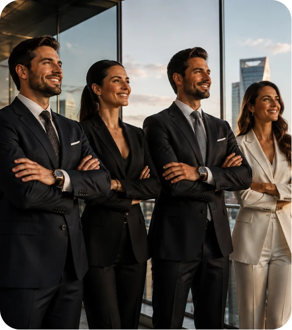 Empresários em ambiente de liderança